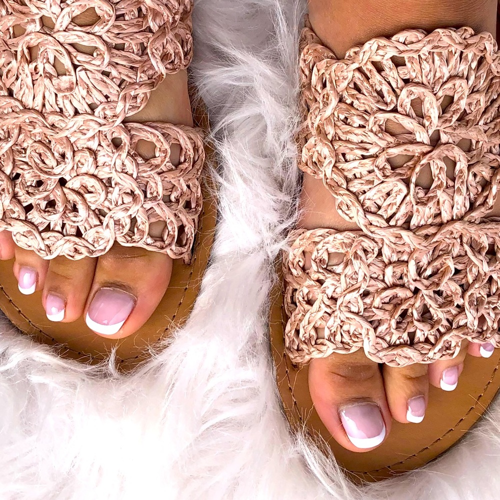 Qupid Athena Off-White Western Trend Crochet Flat Sandal - Picture 11 of 14